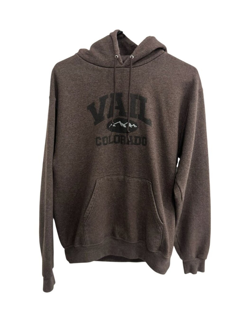 Champion Medium Brown Pullover Hoodie Vail Colorado Graphic Earth Tones Cozycore